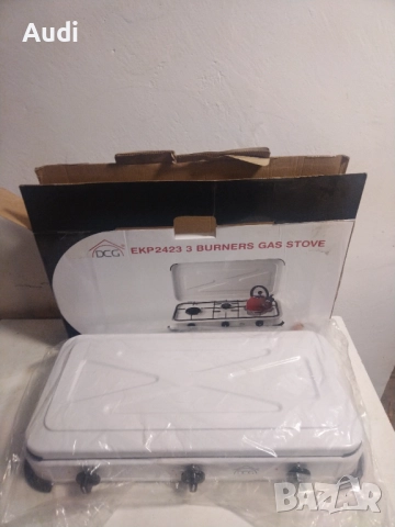 Компактен троен газов котлон   DCG EKP2423 / мощност 900W  3 горелки / ЧИСТО НОВ, снимка 2 - Котлони - 52381182