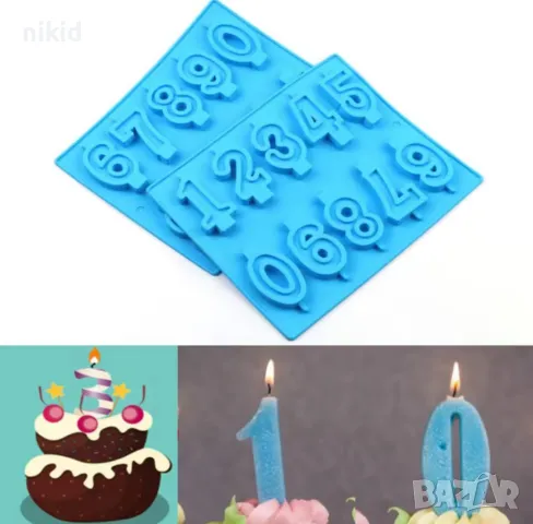 Цифра цифри числа за направа на свещ свеши силиконов молд форма фондан шоколад гипс смола , снимка 2 - Форми - 50231874