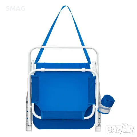 Син сгъваем плажен стол с дръжки 58x56x74см S_1126766, снимка 4 - Къмпинг мебели - 50045631