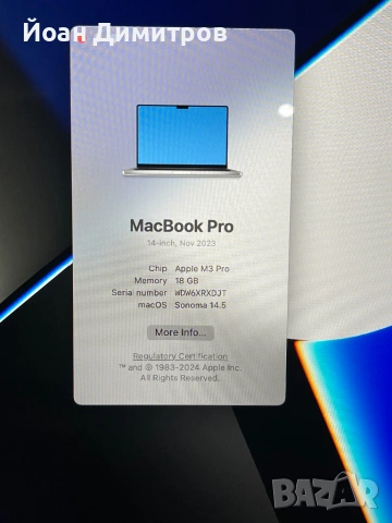Apple-MacBook Pro 14, 14inch M3 Pro chip., снимка 6 - Лаптопи за работа - 54151512