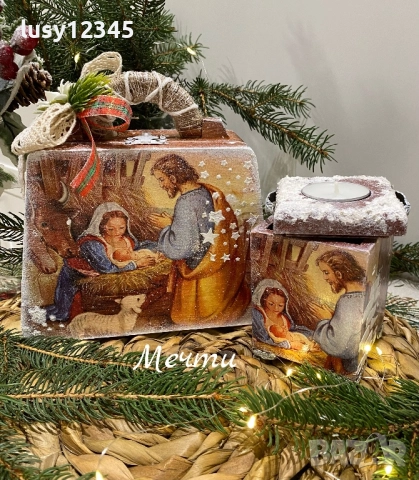 Свещник кутия-Свята нощ! 🎄, снимка 4 - Декорация за дома - 52769456