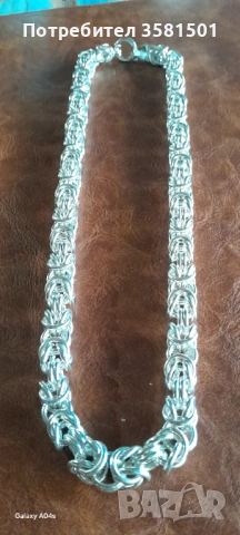 174/Сребърен Синджир Кралска плетка-112грама., снимка 4 - Колиета, медальони, синджири - 53050230