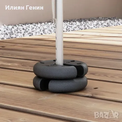 Outsunny Тежести 4 x 2,2 кг за шатра, подреждащи се, циментова сърцевина, Ø 20 x 4,5 см, снимка 8 - Градински мебели, декорация  - 50359095