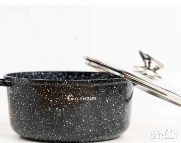 Комплект тенджери Goldmann -2.3\4.5\6.5\2.3L., Лят алуминий, Мраморно покр., отвътре/отвън, снимка 10 - Съдове за готвене - 52507740