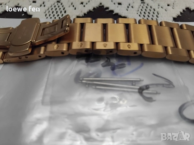 Верижка за часовник 22 мм неръждаема стомана Розово Злато пеперуда!, снимка 4 - Мъжки - 53063643