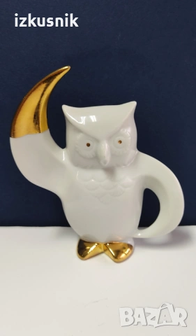 Сериозен бухал от 1980 г. – порцелан и злато