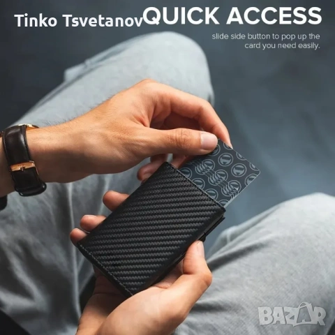 Мъжки Портфейл Кожа Карбон , снимка 3 - Портфейли, портмонета - 54043461