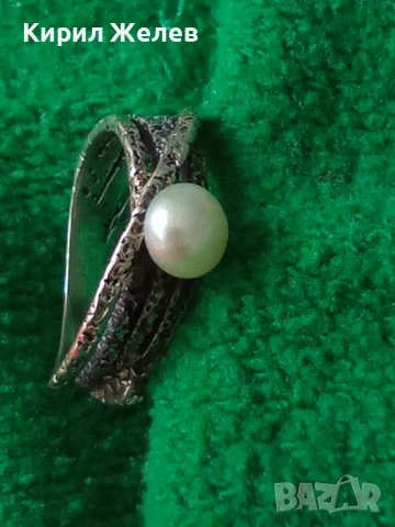 РАЗКОШЕН ПЕРЛЕН СРЕБЪРЕН ПРЪСТЕН РОДИРАНО СРЕБРО 925 с ИНКРУСТИРАНА БЯЛА НАТУРАЛНА ПЕРЛА 50163, снимка 15 - Пръстени - 50337117