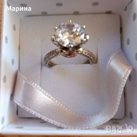 Сребърен пръстен с цирконий , снимка 1 - Пръстени - 45913142