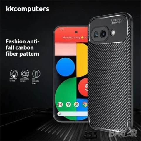 Google Pixel 9a Удароустойчив Carbon Fiber Калъф и Протектор, снимка 3 - Калъфи, кейсове - 51122503