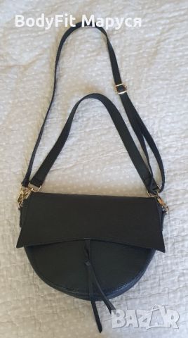 Черна дамска чанта, естествена кожа