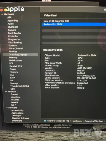 15" 8-core MacBook Pro А1990 Touch/Mid-2019/-i9/16GB RAM/512GB SSD, снимка 10 - Лаптопи за работа - 54164402