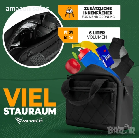 Чанта за кормило с дръжка за носене 6л MIVELO „LUNA“ за велосипеди , снимка 3 - Части за велосипеди - 54166675