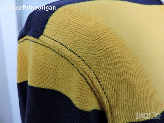 Polo Ralph Lauren Vintage 90’s Pique Rugby Shirt Men’s Yellow/Blue Striped XL, снимка 8 - Блузи - 45265055