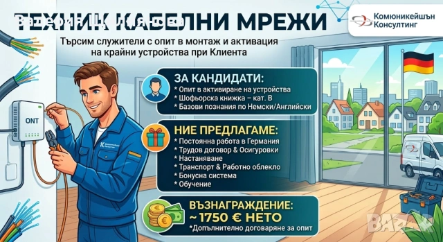 🇩🇪 РАБОТА В ГЕРМАНИЯ ЗА ТЕХНИЦИ НА КАБЕЛНИ МРЕЖИ!
