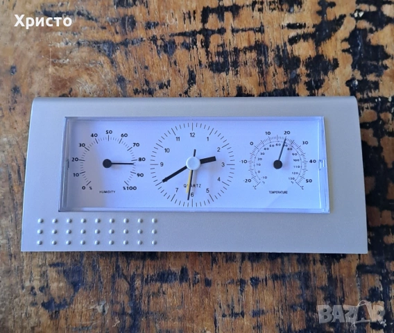 часовник с будилник, термометър и хидрометър за бюро разни, снимка 7 - Други - 13454690