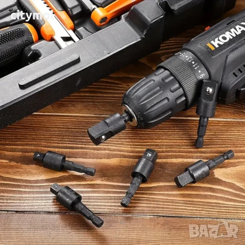 Комплект адаптери,  3 части,  1/4", 3/8", 1/2, въртящи се на 360, Chrome Vanadium, снимка 5 - Бормашини - 50909087