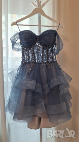 Синя рокля цвят деним размер S, снимка 4 - Рокли - 51711125