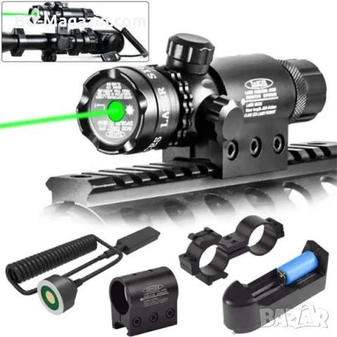 Акумулаторен зелен лазерен прицел мерник за лов въздушна пушка еърсофт лазер оръжие зелена точка, снимка 7 - Оборудване и аксесоари за оръжия - 51051945
