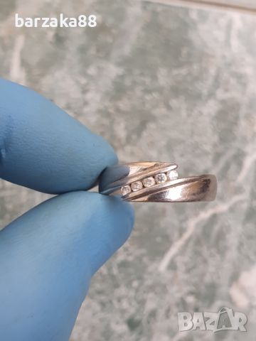 Сребърен пръстен с циркони 5 броя, снимка 7 - Пръстени - 45959728