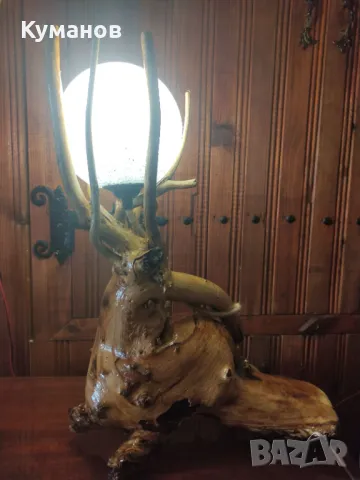 Дървена настолна лампа, снимка 4 - Настолни лампи - 49689071