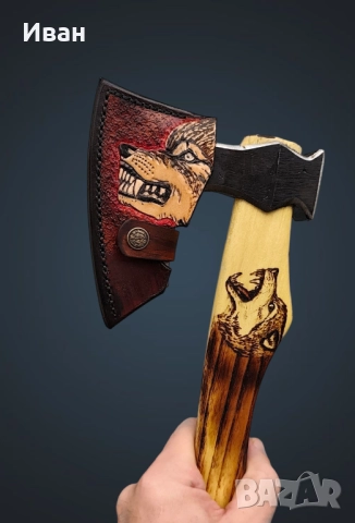 Брадва ръчна изработка вълк , топор , секира, , снимка 5 - Ножове - 52409649