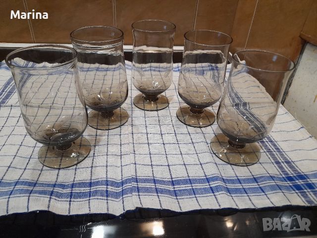 тънкостенни чаши черно стъкло, снимка 1 - Чаши - 45275915