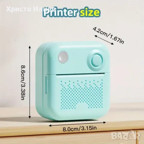 Мини термопринтер с подарък хартия и маркери принтер с Bluetooth, снимка 3 - Други - 50222898