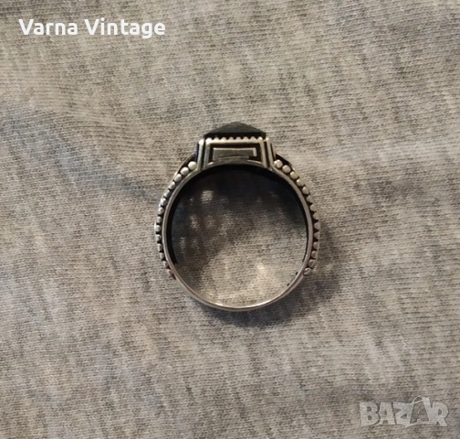 Красив оригинален сребърен пръстен с плетка и камък. 925. 5,9 гр., снимка 6 - Пръстени - 53404666