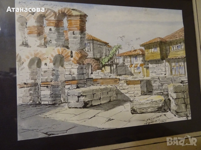 Картина "Несебър" Цветко Димитров 1995 г , снимка 4 - Картини - 53893027