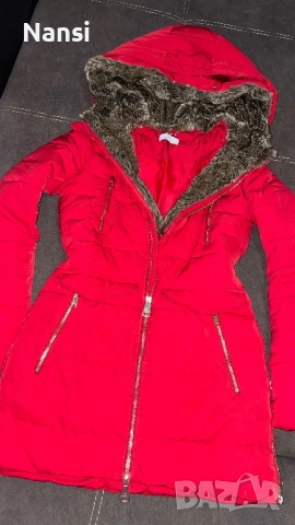 Прекрасно яке на Motivi с топла подвижна качулка в красив червен цвят, снимка 6 - Якета - 53224066