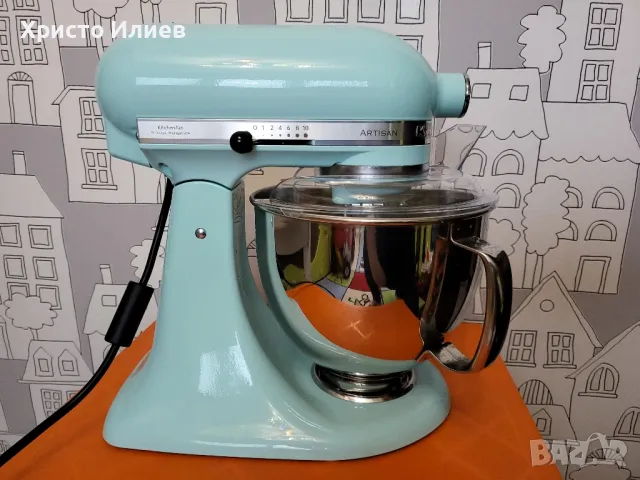 Кухненски робот Планетарен миксер KITCHENAID ARTISAN 5KSM175 син 4,8L, снимка 13 - Кухненски роботи - 49195542