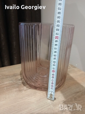 Стъклена ваза, снимка 3 - Вази - 52188236