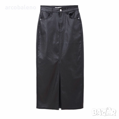 Дамска дълга пола от еко кожа, 4цвята , снимка 7 - Поли - 52506812