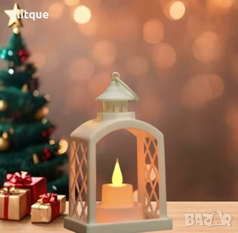 Бял Коледен LED фенер с топла светлина, снимка 7 - Други стоки за дома - 52820183