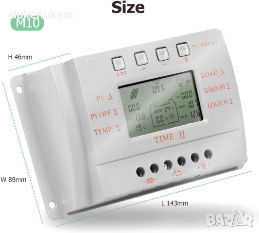 Интелигентен соларен контролер 10A, 12V/24V, PWM + MPPT, снимка 2 - Друга електроника - 53096275