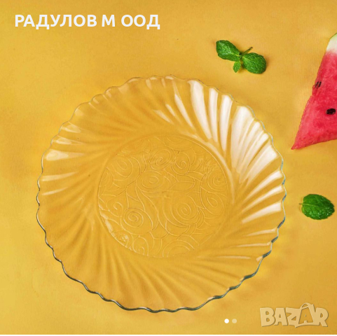 6 броя десертна чиния стъкло 19,5см DAYANA Kaveh glass  , снимка 1 - Сервизи - 44988455