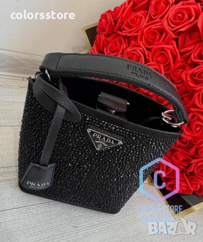 Черна чанта Prad@/IM55f, снимка 1 - Чанти - 36383952