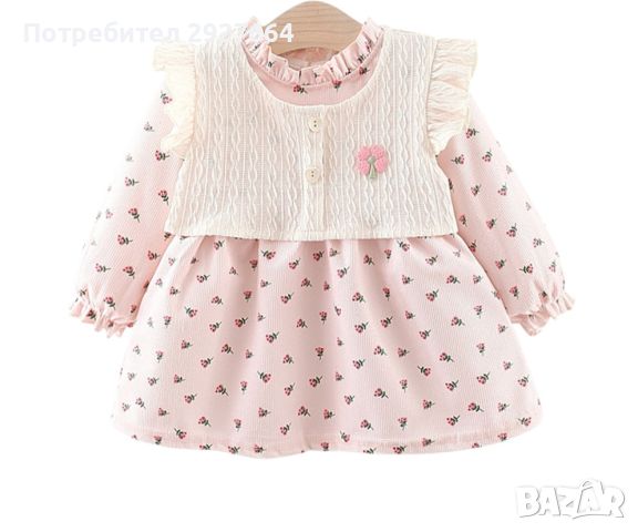 Кадифена бебешка рокля 80р-р, снимка 1 - Бебешки рокли - 45336773