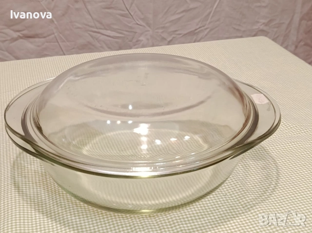 Стъклена тенджера с капак нова, снимка 2 - Съдове за готвене - 54232355