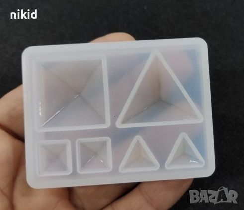 3D Триъгълник пирамида силиконов молд смола обеци бижу декор шоколад, снимка 3 - Форми - 45375520