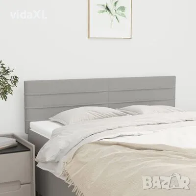 vidaXL Горни табли за легло, 2 бр, светлосиви, 72x5x78/88 см, плат（SKU:346144）, снимка 2 - Спални и легла - 49177690