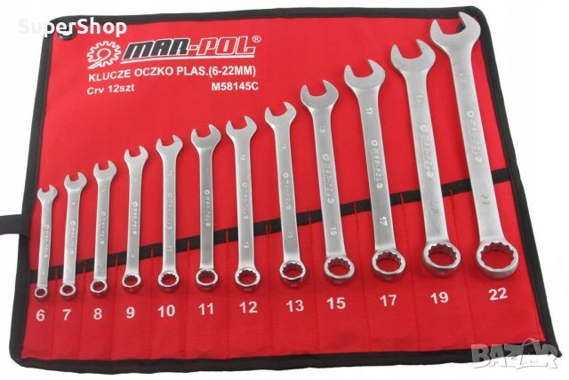 Полски Комплект 12 бр звездогаечни ключове MAR-POL от 6 до 22 мм ключ