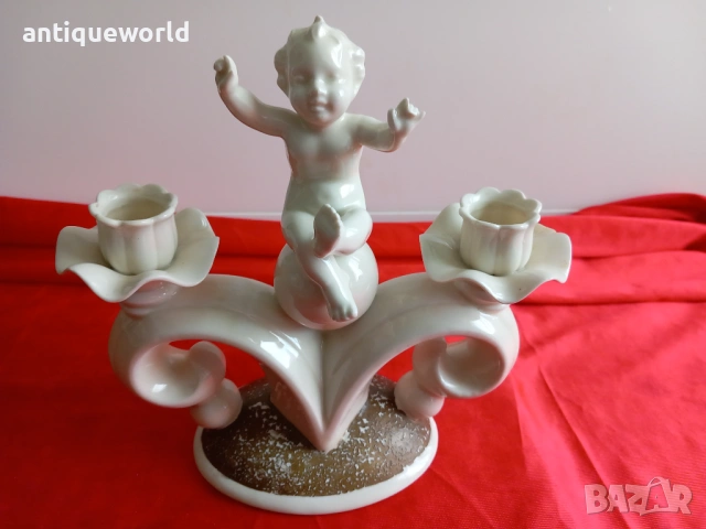 Neutettau, Немски Порцеланов Свещник Херувим , Ангелче