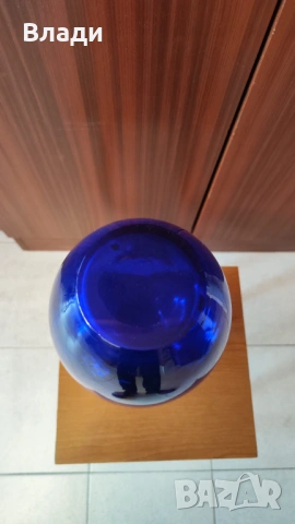 Нова, синя, декоративна, стъклена ваза, снимка 4 - Други стоки за дома - 53145443