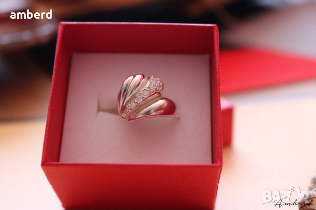 Елегантен сребърен пръстен модел R038, снимка 8 - Пръстени - 53411578