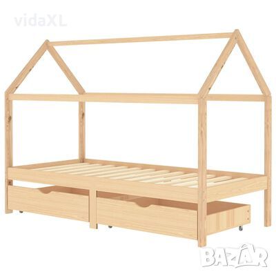 vidaXL Рамка за детско легло с чекмеджета, бор масив, 90х200 см(SKU:322138, снимка 1 - Спални и легла - 45094159