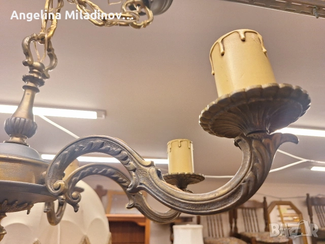 Винтидж голям полилей месинг , снимка 3 - Полилеи - 53822857