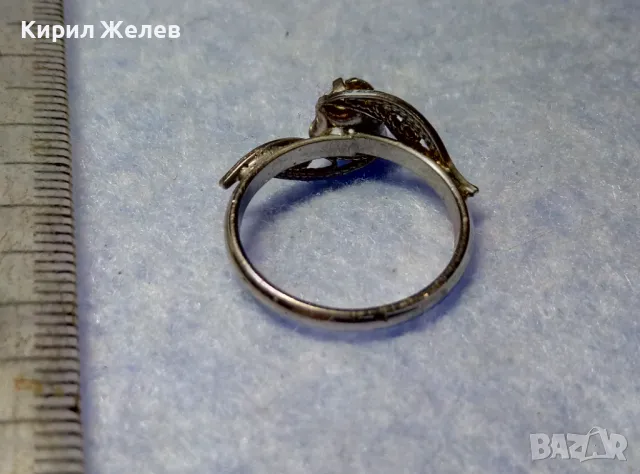 СТАР ФЛОРАЛЕН ФИЛИГРАНЕН ПРЪСТЕН от БЛАГОРОДНА СТОМАНА с ЧЕШКА ПЕРЛА МАЙСТОРСКО РЕТРО АРТ БИЖУ 50132, снимка 4 - Антикварни и старинни предмети - 50417351