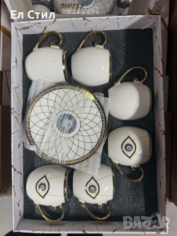 Комплект от 6 чаши с чинийки; Материал: висококачествен порцелан;Вместимост:80–90 мл;, снимка 8 - Чаши - 53586864